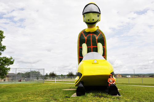 Karen Duquette and Tommy Turtle in Bottineau North Dakota